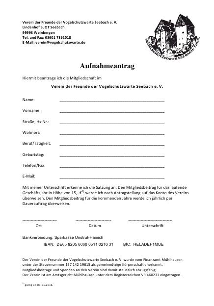 Aufnahmeantrag Aufnahmeantrag