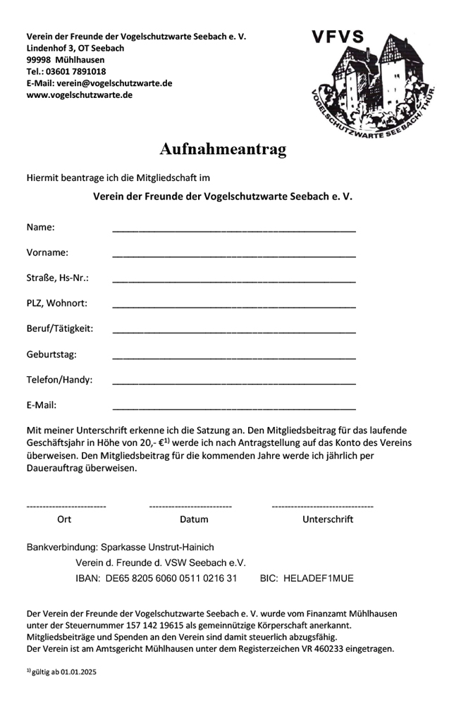 Aufnahmeantrag Aufnahmeantrag