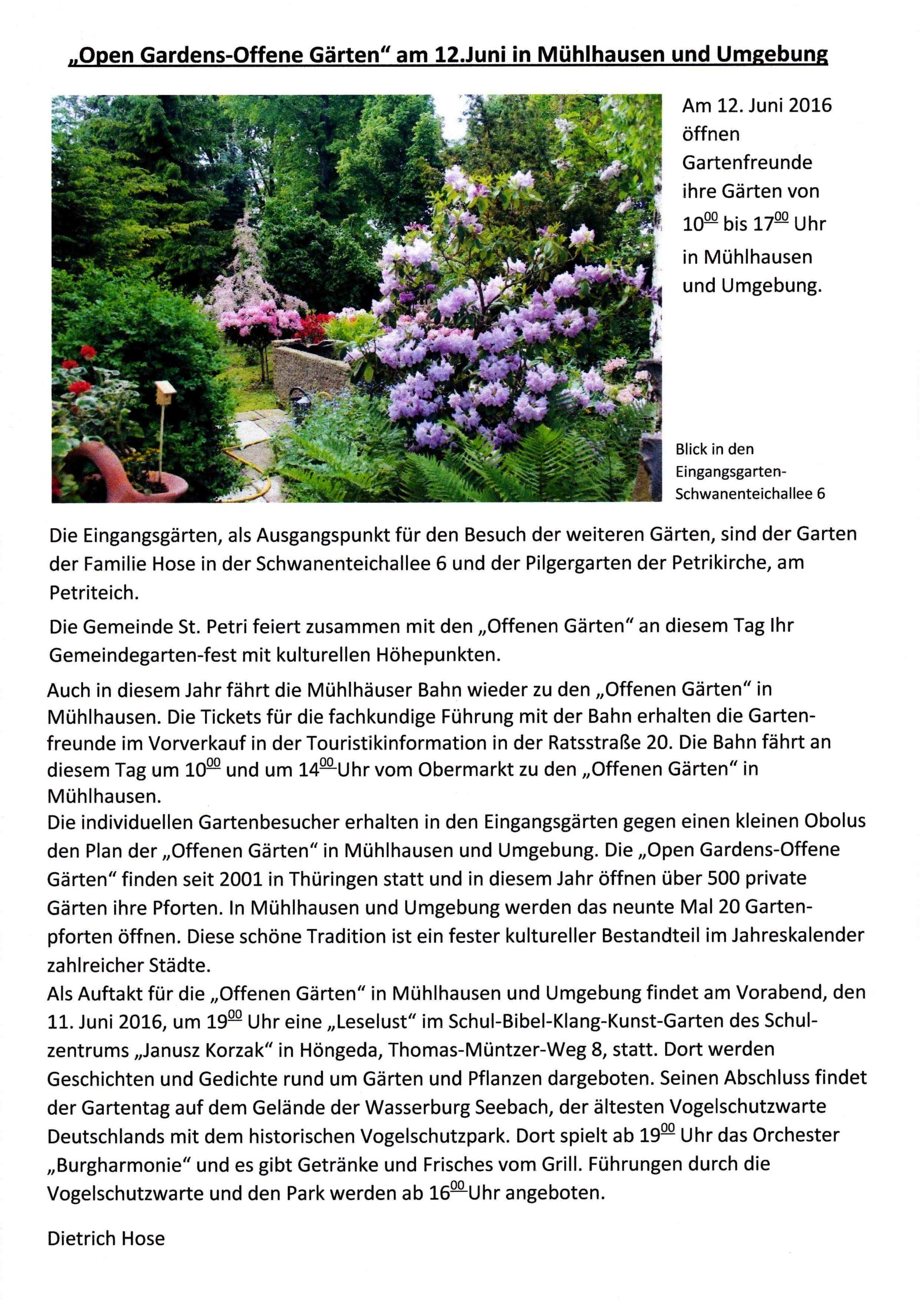 Tag der offenen Gärten - Dietrich Hose Tag der offenen Gärten - Dietrich Hose